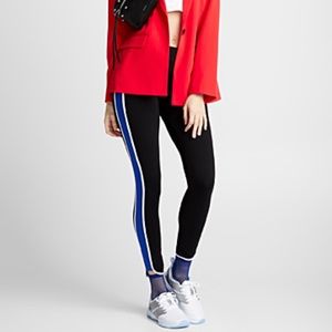 Hue black retro sporty racer stripe leggings NWT